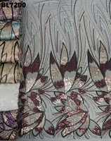 Dentelle brodée de haute qualité pour mariage, tissu en dentelle perlée, fournisseur chinois en gros, couleur rose