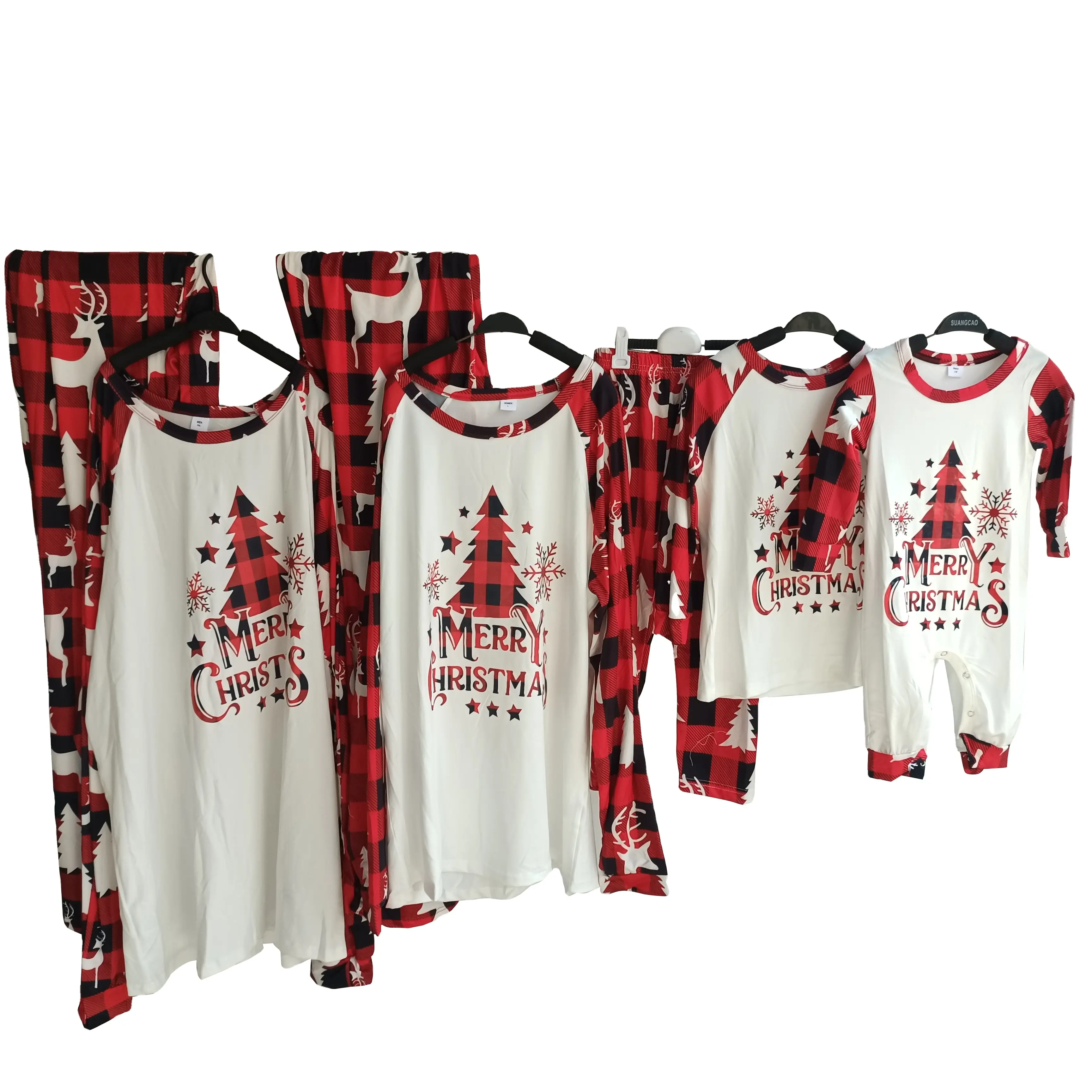 Familie Vrolijk Kerstfeest Print Outfits Pyjama Dad Mom Kid Baby Maat Kerst Kleding Set En Romper