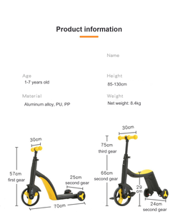 دراجة رياضية للأطفال في الهواء الطلق Pu <span class=keywords><strong>3</strong></span> عجلات إطار ألومنيوم ولسن سن دفع سيارة دراجة ثلاثية العجلات متوازنة 5 في 1 - Product Image 4
