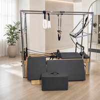 Cadillac Reformer Combo Pilates Gris Anthracite Durable avec Barre de Repose-Pieds Externe et Boîte de Rangement Intégrée pour Entraînement Corporel en Studio