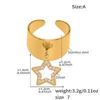 ERESI Fashion Cross-Border Super Glänzender Vollzirkonia-Sternanhänger Offener Ring 18K Vergoldeter Edelstahl Breiter Offener Ring