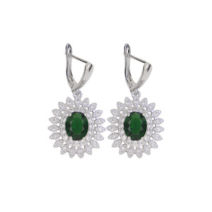 KMT0023-Conjunto de joyería de circonia cúbica verde de girasol, collar, pendientes, pulsera, anillo, conjunto de joyería de circón para mujer - Product Image 4