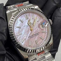 Orologio Automatico da Uomo 36mm con Ghiera Scanalata, Quadrante in Madreperla Rosa, Bracciale Compatibile con Movimento NH35, MOQ 1