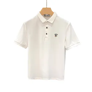 Camisa polo estilo golfe 100% algodão masculina, camiseta de polo de alta qualidade com bordado personalizado