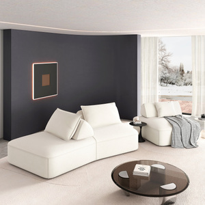 Light Luxury 4 Seat Sectional <b>Sofa</b> Set Upholstered Fluffy Chenille Fabric <b>Sofa</b> <b>Bed</b> Soft Pillows for Apartment Living Room - Product Image 3