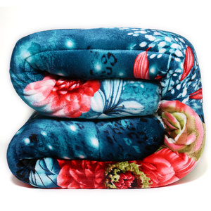 2024 Thiết Kế Mới Chất Lượng Cao Giường Flannel Comforter Bộ Sherpa Daisy Hải Quân In Ấn Borrego Chăn Vua Bộ - Product Image 5