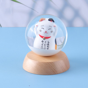 Regalo Creativo de Resina, Bola de Cristal de la <span class=keywords><strong>Suerte</strong></span>, Bola Transparente Decorativa <span class=keywords><strong>con</strong></span> Gato de la <span class=keywords><strong>Suerte</strong></span> para Mesa del Hogar - Product Image 2