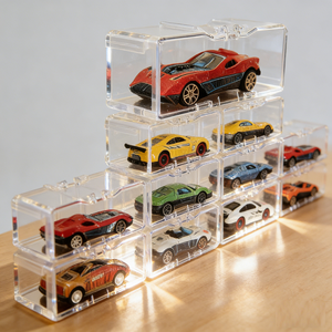 Boîte de rangement en acrylique personnalisée à 24 compartiments, anti-poussière, transparente, pour modèles de voitures, avec logo couleur personnalisé pour poupées de mode et jouets - Product Image 2