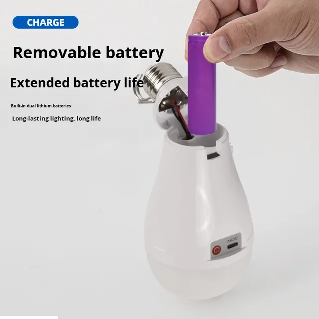 LED Emergency Bulb with Detachable Dual-Battery Rechargeable Design for Night Market and Household Use