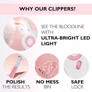 เครื่องมือกรูมมิ่งสัตว์เลี้ยงแบบพกพาขนาดเล็ก ดีไซน์ใหม่ พร้อมไฟ LED กรรไกรตัดเล็บสุนัขและแมว สแตนเลส อุปกรณ์ดูแลเล็บ - Product Image 4