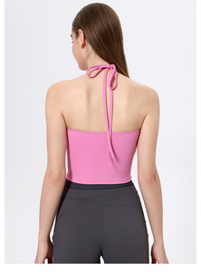 Top de Yoga sin Mangas con Cuello Halter y Cordones para Mujer, Top Corto con Relleno Extraíble, Ajuste Delgado, Suave y Elástico, Chaleco Deportivo para Pilates - Product Image 2