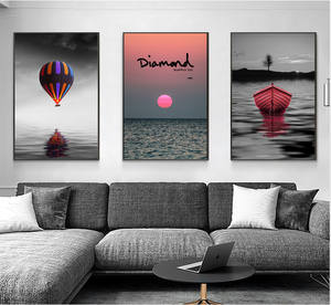 Toile imprimée de coucher de soleil de <span class=keywords><strong>bateau</strong></span> à Air chaud, affiche de décoration murale, peinture à l'huile sur toile, affiches imprimées, image d'art mural - Product Image 2