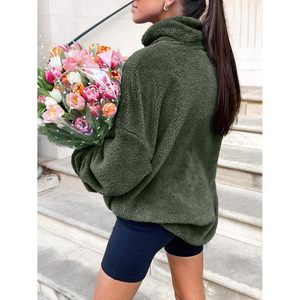 FOXA Sweat à capuche zippé en polaire Sherpa pour femme, pull doux et confortable à épaules tombantes, haut tendance pour l'automne - Product Image 5