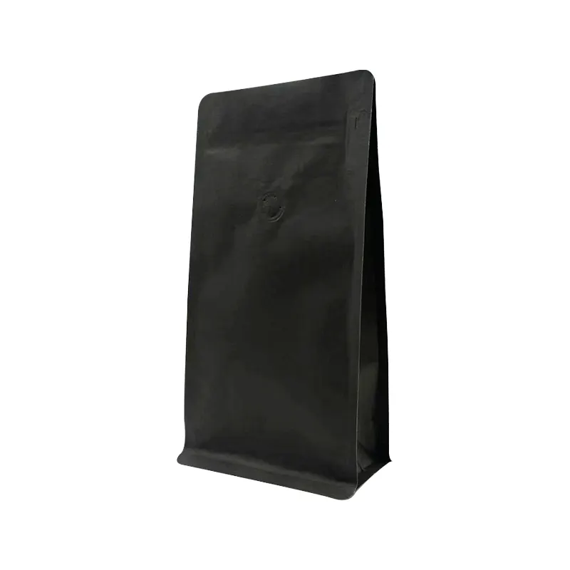 Aluminum Foil Kraft Paper Bag Biodegradable Stock Flat Bottom Coffee Bean Pouch Bag Side Gusset Ziplock Bag With Valve