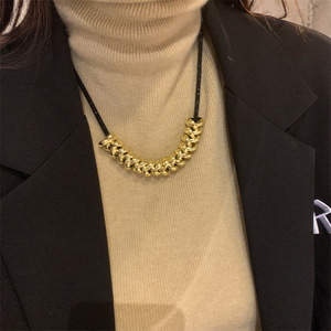1 pièce Collier ras-du-cou classique pour femme en alliage noir avec chaîne à maillons et cordon, bijoux pour le quotidien, <span class=keywords><strong>la</strong></span> <span class=keywords><strong>plage</strong></span> et les fêtes - Product Image 3