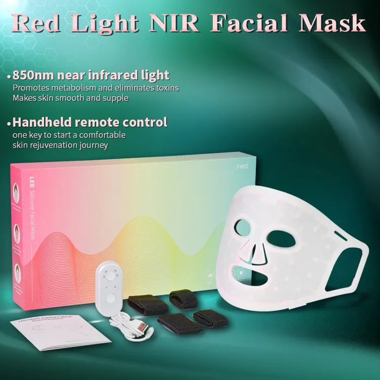Timer remoto Pulse PDT NIR maschera a luce rossa Silicone Safe Soft 620nm 850nm Dual Chip LED Mask Beauty Red Light Therapy Mask