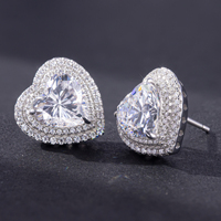 ABIDING Orecchini a perno con diamante coltivato in laboratorio taglio a cuore, montatura a doppio alone, personalizzabili, prezzo all'ingrosso, da fabbrica di gioielli in oro