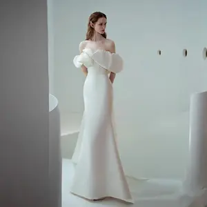 Vestido de novia ligero con hombros descubiertos, vestido de satén para reunión anual, novedad de 2023