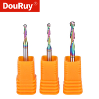 Fraise à bout sphérique DouRuy 3.175/4/5/6mm à 2 dents, revêtement DLC, fraise à billes à 2 cannelures, outils de découpe CNC
