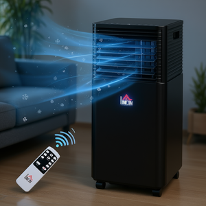 Climatiseur portable HOMCOM 10000 BTU avec télécommande, écran LED, minuterie 24h, refroidissement uniquement, noir, pour les pièces jusqu'à 298 pieds carrés - Product Image 2