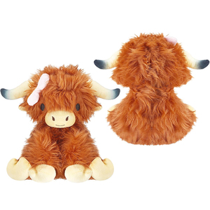 Peluche di Mucca delle Highlands Realistico di Alta Qualità con Grazioso Fiocco Rosa, Morbido Pupazzo Animale da Fattoria, Regalo di <span class=keywords><strong>Natale</strong></span> per Bambini - Product Image 1