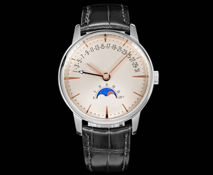 High End Fashion Multifunctional Waterproof Stainless Steel Case Black Genuine Leather Strap Unisex <b>Watch</b> Casual <b>Watch</b> - Product Image 1
