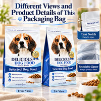 Sacs d'emballage en plastique à fond plat carré, scellés sur huit côtés, recyclables, pour aliments pour animaux de compagnie (chiens et chats), friandises, avec fermeture éclair, 3lb, 5lb, 10lb, 15lb