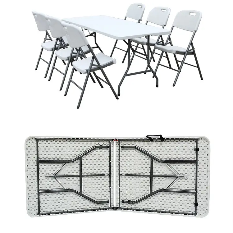 Witte Moderne Vergadering Catering Banket Picknick Plastic Opvouwbare Witte Rechthoekige Buitentafel