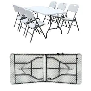 White Modern Meeting catering Banquet Picnic Plastic Fold Up White Rectangular Folding Outdoor Table