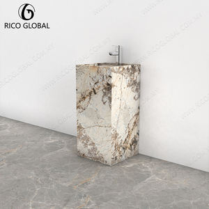Lavabo de Pedestal de Piedra Natural con Textura de Empalme de Diseño Moderno para Mueble de Baño - Product Image 2