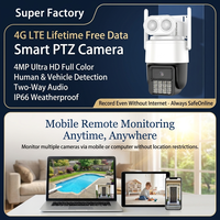 Caméra de sécurité intelligente PTZ intérieure HD 4G avec capteur CMOS 4MP, vision nocturne couleur, audio bidirectionnel, détection de mouvement, indice de protection IP66