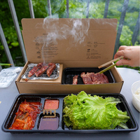Boîte à Déjeuner et Grill Coréen BBQ Bento Portable à Emporter – Ensemble Personnalisé pour Barbecue Extérieur, Réchaud à Charbon pour Pique-niques à la Plage et Boîte à Bento en Papier