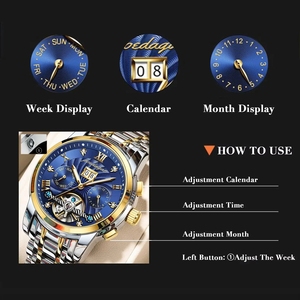POEDAGAR 1408 Skeleton Relojes de pulsera mecánicos para hombres Reloj automático de lujo para hombres Relojes masculinos originales impermeables de acero inoxidable - Product Image 5