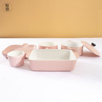 Ensemble de plats de cuisson en céramique rose, personnalisé, de petite taille, plateau de cuisson pour le pain, les gâteaux, Spaghetti