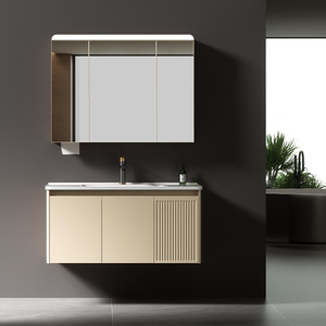 Mueble de Baño Flotante Empotrado Color Café Crema con Gabinete Inteligente LED |   Modernización de Baños Pequeños para Hospitales y Comedores - Product Image 6