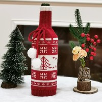 Housse de bouteille de vin tricotée, pull, ornements de noël, décoration de la maison, en stock,