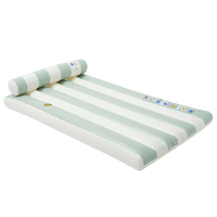 Flotteur de piscine Lilo gonflable à rayures bleu ciel en PVC épaissi-radeau en plastique durable avec appui-tête pour enfants adultes fête de natation