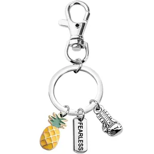 pineapple boxing glove fearless charm metal key chains designer fitness key ring bag backpack accessories car key chain holder