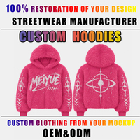 Fabricant OEM ODM de vêtements coupés et cousus sur mesure, sweat à capuche en fausse fourrure, streetwear, veste à capuche surdimensionnée en peluche, fabricant de marques de mode Y2K