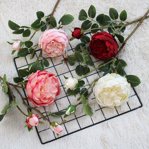 Flores Artificiales de Seda, Rama Larga, Rosa Feliz, Decoración Suave para Sala de Estar, Mesa de Comedor, Interior de Tienda, Arte Floral Simple de Fábrica - Product Image 2