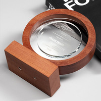 Plaque de trophée en cristal personnalisée, plaque de récompense sportive en bois, plaque vierge en verre cristal, médailles et plaques sportives