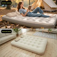 Matelas gonflable léger pour l'extérieur, à vente chaude transfrontalière, matelas gonflable floqué, simple, double, épaissi, lit de camping, parc, usine