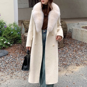 Jancoco Phụ Nữ Dài Cashmere Áo Khoác Len Thanh Lịch Vành Đai Bất Fox Cổ Áo Lông Mùa Đông Áo Khoác Len - Product Image 3