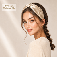 Protection des cheveux et de la peau du front, accessoire pour cheveux en soie véritable, bandeau plissé uni, bandeaux pour cheveux