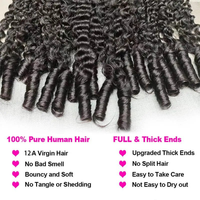 Lots de Cheveux Humains Bouclés Naturels Birmans avec Boucles Spirales, Cheveux Vierges Non Traités 12A, Boucles Pixie, 3 Lots à Double Trame