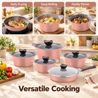 Ensemble de 10 casseroles et poêles de cuisine coréennes en céramique et aluminium moulé pour usage domestique et professionnel, avec logo personnalisé OEM