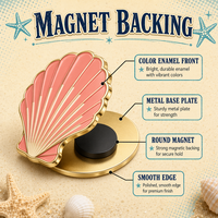 Aimant de réfrigérateur en émail Ocean Beach, mignon, avec motifs dauphin, coquillage, palmier, flamant rose, soleil, vague, ambiance estivale, aimant en métal émaillé dur