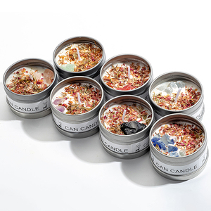 Boîte en fer blanc doré de luxe bougies d'aromathérapie sel de cristal fleur séchée à la cire de soja parfumée bougie sans fumée pour la décoration de la maison - Product Image 5