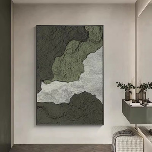 Cuadro Abstracto al Óleo sobre Lienzo, Marco Negro, Rectangular, Gran Tamaño, Decoración para Sala de Estar, Estilo Wabi Sabi - Product Image 3