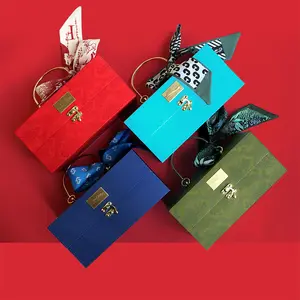 Spot luxury explosive creative Christmas Valentine's Day metal handle packaging box with silk scarf